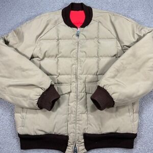 Vintage Thermo-King Bomber Jacket Men's 2XL Tan Reversible Goose Down Quilted